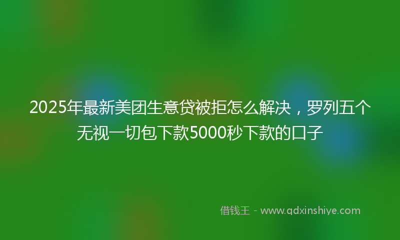 2025年最新美团生意贷被拒怎么解决，罗列五个无视一切包下款5000秒下款的口子