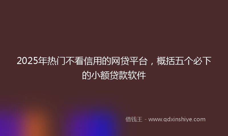 2025年热门不看信用的网贷平台，概括五个必下的小额贷款软件