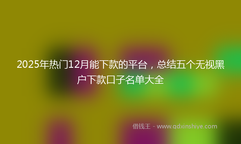 2025年热门12月能下款的平台，总结五个无视黑户下款口子名单大全