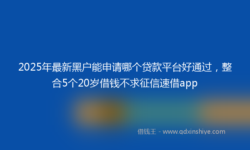 2025年最新黑户能申请哪个贷款平台好通过，整合5个20岁借钱不求征信速借app