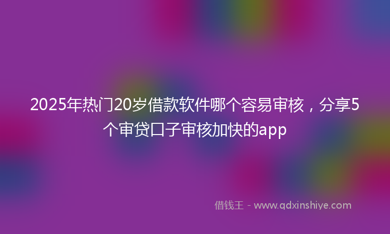 2025年热门20岁借款软件哪个容易审核，分享5个审贷口子审核加快的app