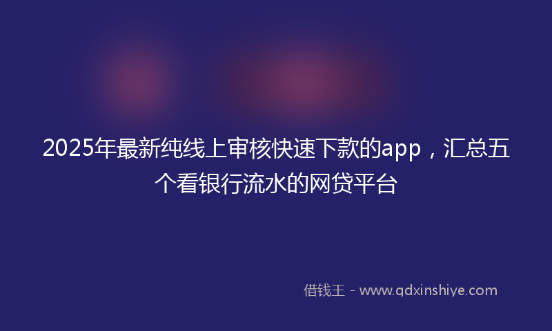 2025年最新纯线上审核快速下款的app，汇总五个看银行流水的网贷平台