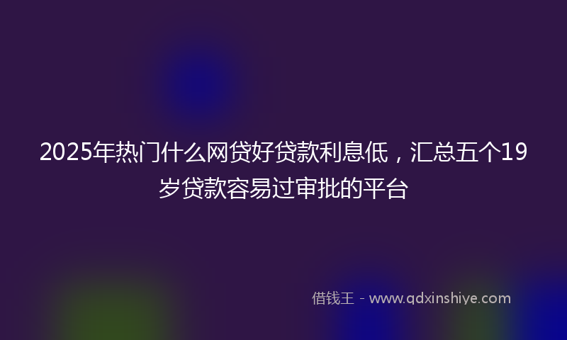 2025年热门什么网贷好贷款利息低，汇总五个19岁贷款容易过审批的平台