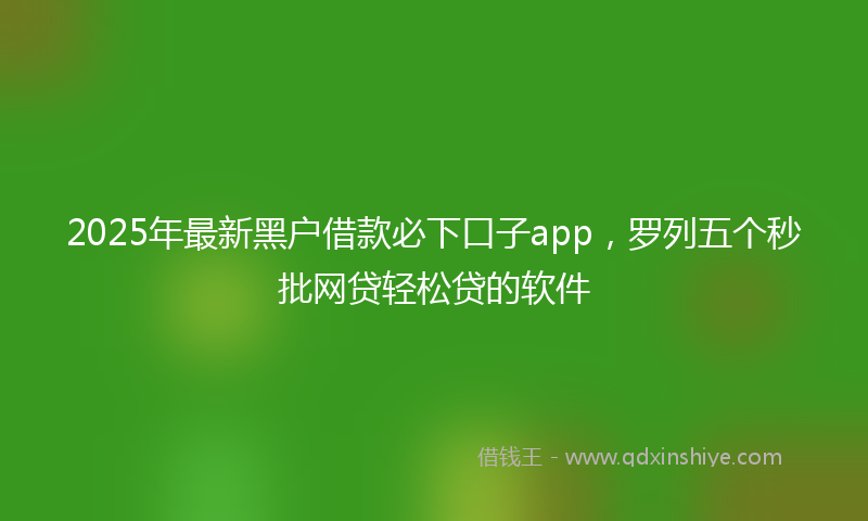 2025年最新黑户借款必下口子app，罗列五个秒批网贷轻松贷的软件