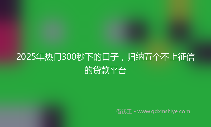 2025年热门300秒下的口子，归纳五个不上征信的贷款平台