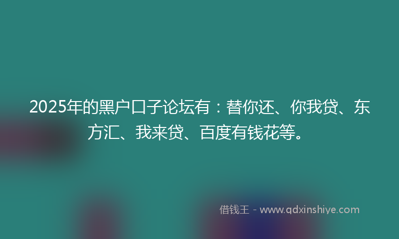 2025年的黑户口子论坛有：替你还、你我贷、东方汇、我来贷、百度有钱花等。