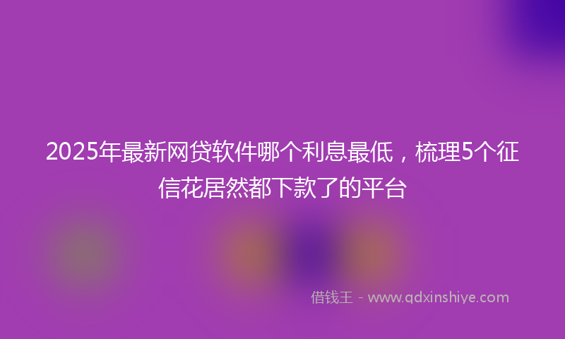 2025年最新网贷软件哪个利息最低，梳理5个征信花居然都下款了的平台