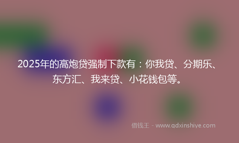 2025年的高炮贷强制下款有：你我贷、分期乐、东方汇、我来贷、小花钱包等。