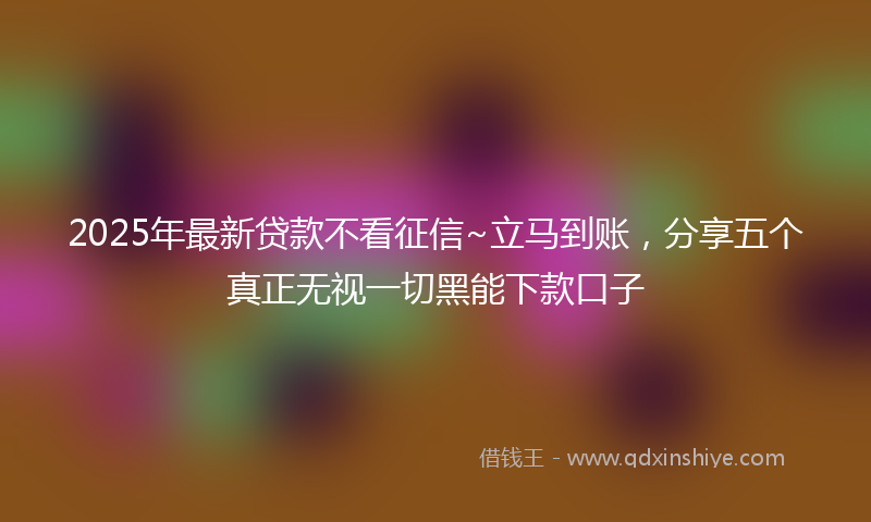 2025年最新贷款不看征信~立马到账，分享五个真正无视一切黑能下款口子