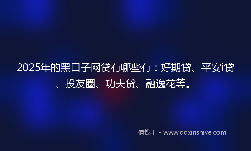 2025年的黑口子网贷有哪些有：好期贷、平安i贷、投友圈、功夫贷、融逸花等。