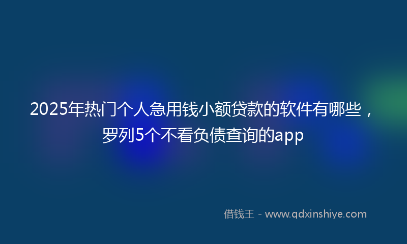 2025年热门个人急用钱小额贷款的软件有哪些，罗列5个不看负债查询的app