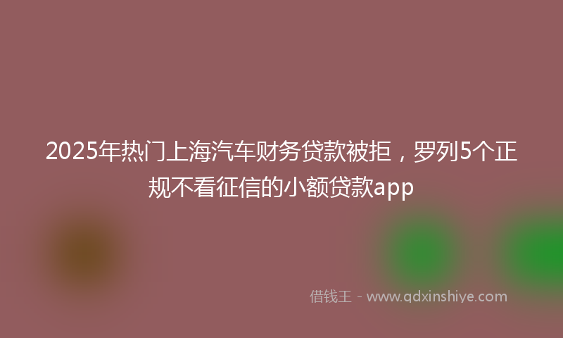 2025年热门上海汽车财务贷款被拒，罗列5个正规不看征信的小额贷款app