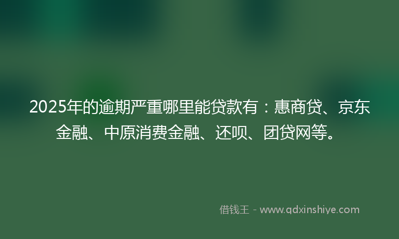 2025年的逾期严重哪里能贷款有：惠商贷、京东金融、中原消费金融、还呗、团贷网等。