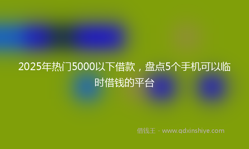 2025年热门5000以下借款，盘点5个手机可以临时借钱的平台