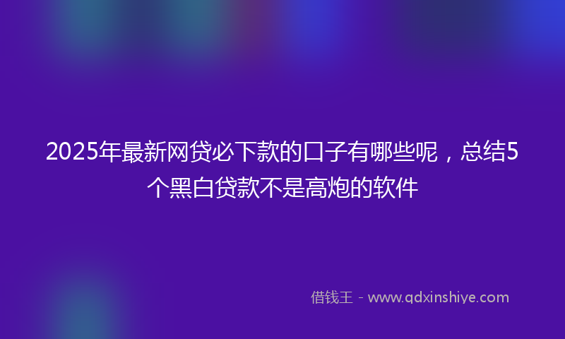 2025年最新网贷必下款的口子有哪些呢，总结5个黑白贷款不是高炮的软件