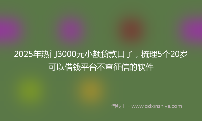 2025年热门3000元小额贷款口子，梳理5个20岁可以借钱平台不查征信的软件