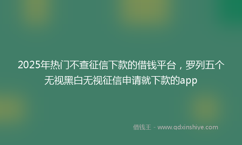 2025年热门不查征信下款的借钱平台，罗列五个无视黑白无视征信申请就下款的app