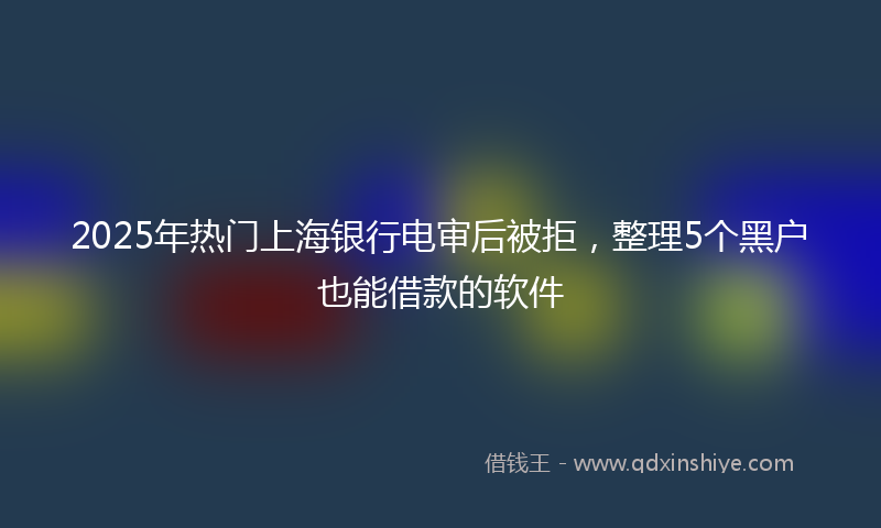 2025年热门上海银行电审后被拒，整理5个黑户也能借款的软件