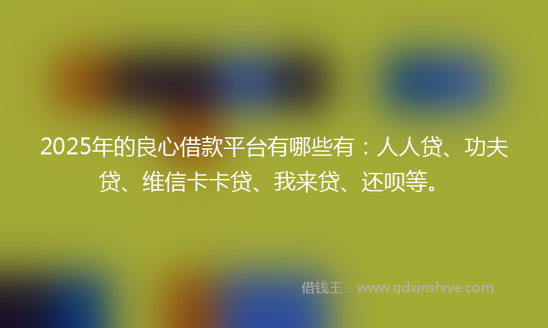 2025年的良心借款平台有哪些有：人人贷、功夫贷、维信卡卡贷、我来贷、还呗等。