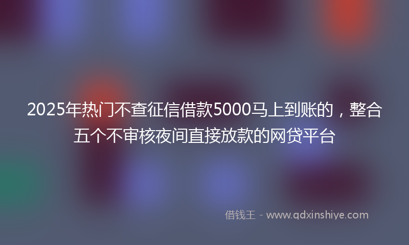 2025年热门不查征信借款5000马上到账的，整合五个不审核夜间直接放款的网贷平台
