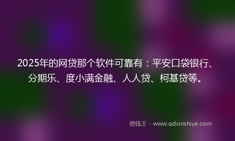 2025年的网贷那个软件可靠有：平安口袋银行、分期乐、度小满金融、人人贷、柯基贷等。