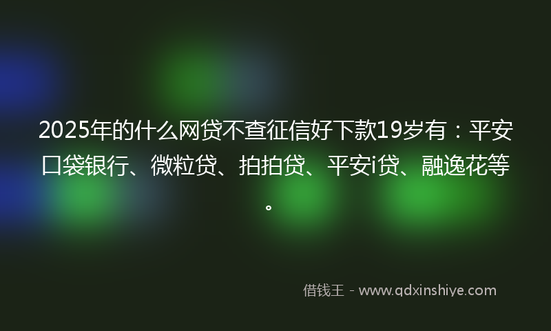 2025年的什么网贷不查征信好下款19岁有：平安口袋银行、微粒贷、拍拍贷、平安i贷、融逸花等。