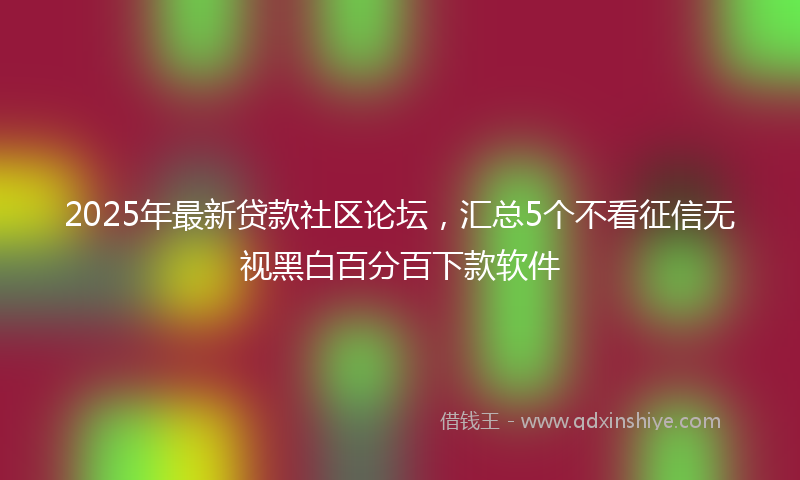 2025年最新贷款社区论坛，汇总5个不看征信无视黑白百分百下款软件