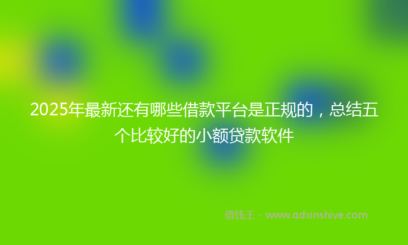2025年最新还有哪些借款平台是正规的，总结五个比较好的小额贷款软件