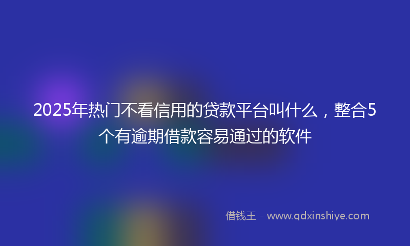 2025年热门不看信用的贷款平台叫什么，整合5个有逾期借款容易通过的软件
