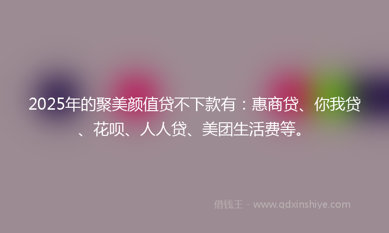 2025年的聚美颜值贷不下款有：惠商贷、你我贷、花呗、人人贷、美团生活费等。