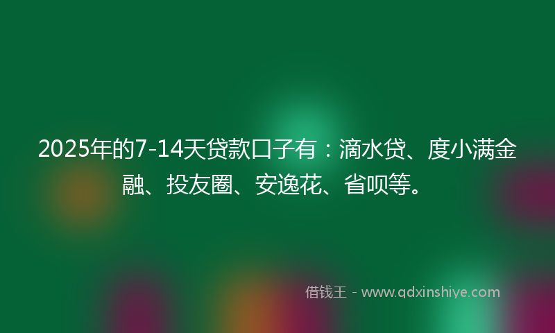 2025年的7-14天贷款口子有：滴水贷、度小满金融、投友圈、安逸花、省呗等。
