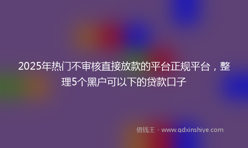 2025年热门不审核直接放款的平台正规平台，整理5个黑户可以下的贷款口子