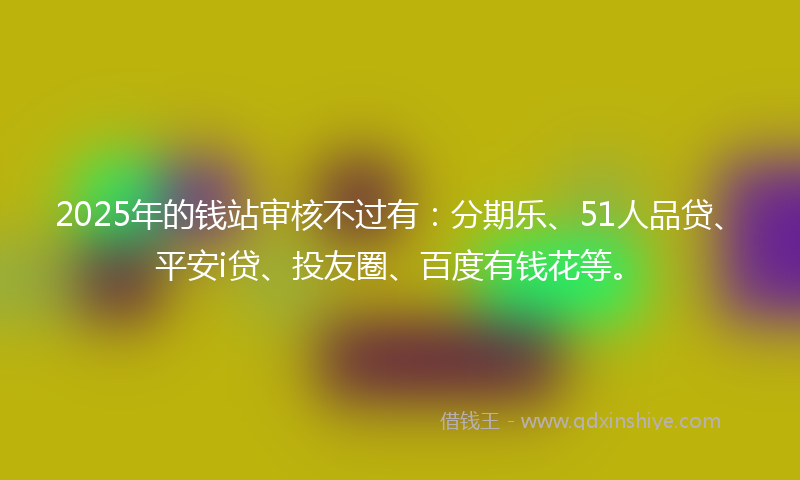 2025年的钱站审核不过有：分期乐、51人品贷、平安i贷、投友圈、百度有钱花等。