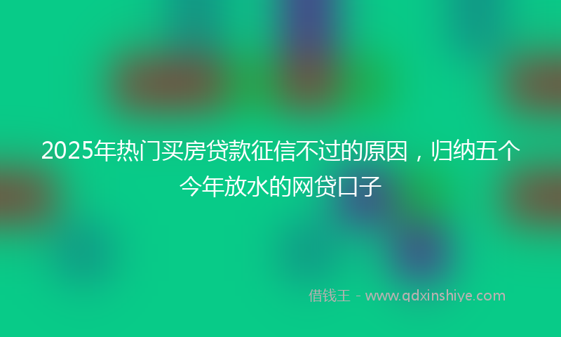 2025年热门买房贷款征信不过的原因，归纳五个今年放水的网贷口子
