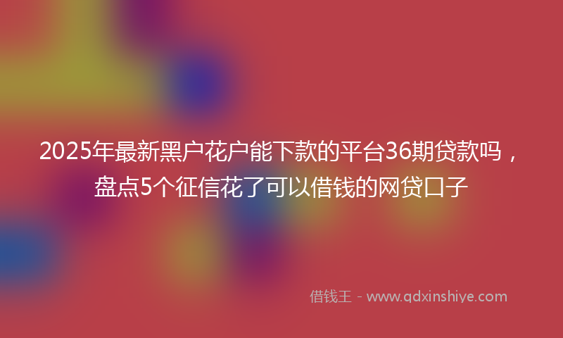 2025年最新黑户花户能下款的平台36期贷款吗，盘点5个征信花了可以借钱的网贷口子