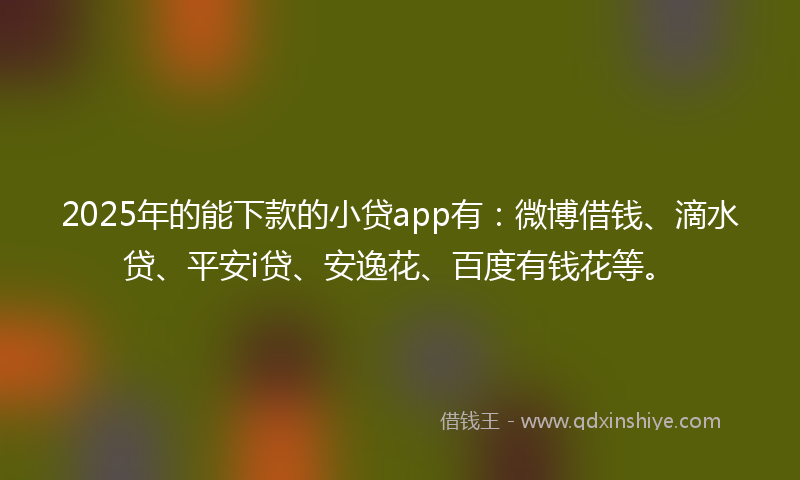 2025年的能下款的小贷app有：微博借钱、滴水贷、平安i贷、安逸花、百度有钱花等。