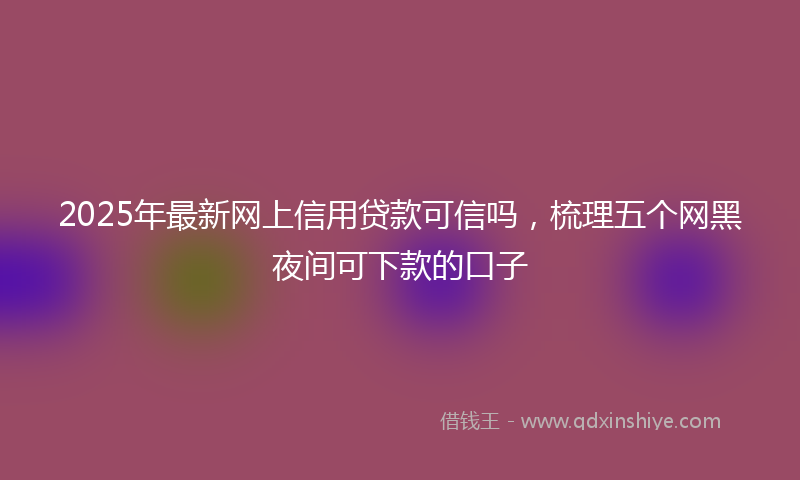 2025年最新网上信用贷款可信吗，梳理五个网黑夜间可下款的口子
