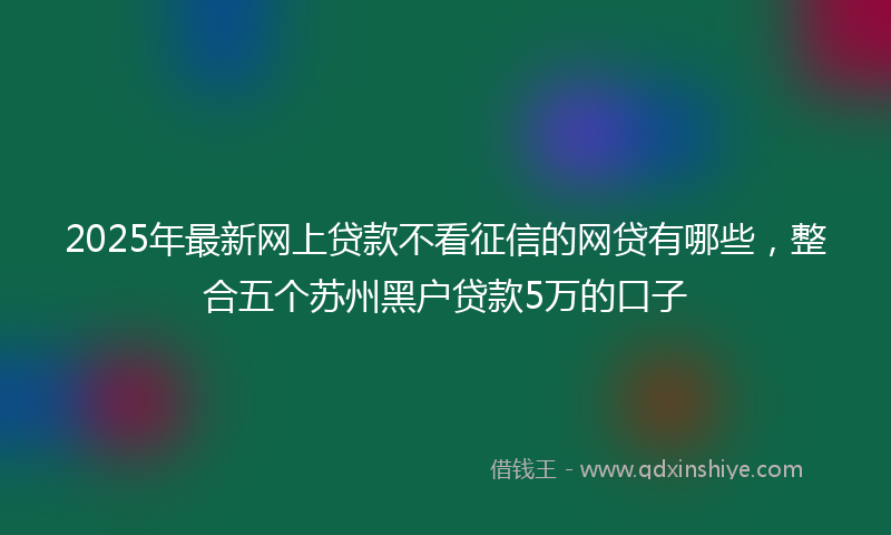 2025年最新网上贷款不看征信的网贷有哪些，整合五个苏州黑户贷款5万的口子