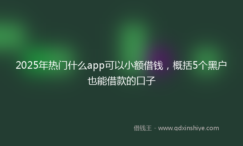 2025年热门什么app可以小额借钱，概括5个黑户也能借款的口子