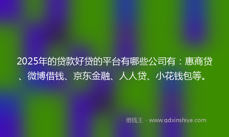 2025年的贷款好贷的平台有哪些公司有：惠商贷、微博借钱、京东金融、人人贷、小花钱包等。