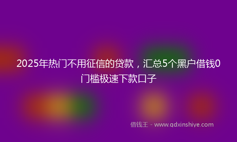 2025年热门不用征信的贷款，汇总5个黑户借钱0门槛极速下款口子