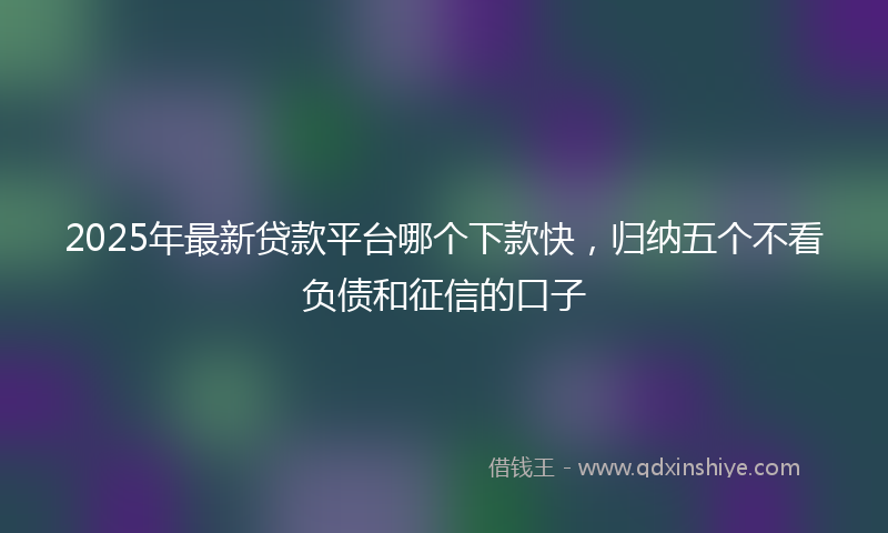 2025年最新贷款平台哪个下款快，归纳五个不看负债和征信的口子