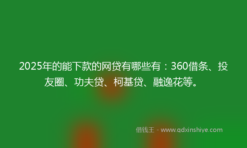 2025年的能下款的网贷有哪些有：360借条、投友圈、功夫贷、柯基贷、融逸花等。
