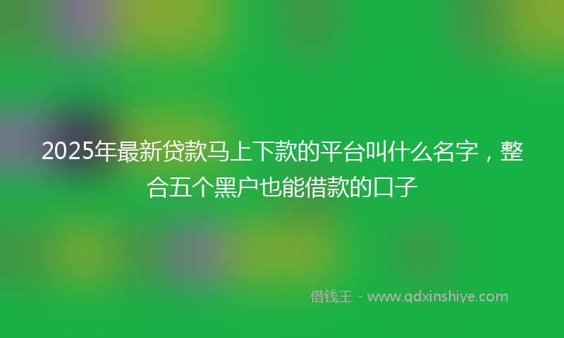 2025年最新贷款马上下款的平台叫什么名字，整合五个黑户也能借款的口子