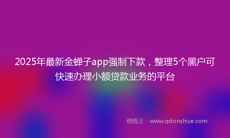 2025年最新金蝉子app强制下款，整理5个黑户可快速办理小额贷款业务的平台