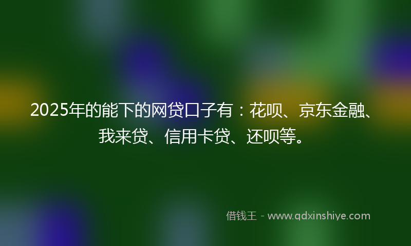 2025年的能下的网贷口子有：花呗、京东金融、我来贷、信用卡贷、还呗等。