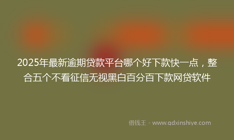 2025年最新逾期贷款平台哪个好下款快一点，整合五个不看征信无视黑白百分百下款网贷软件