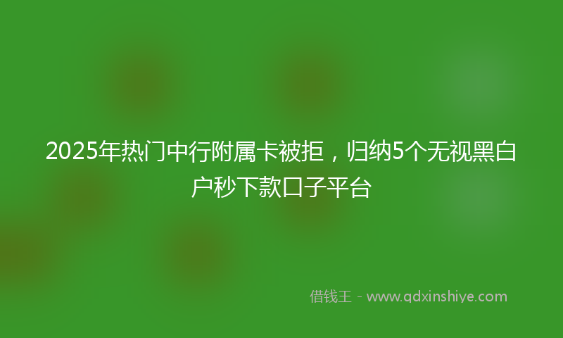 2025年热门中行附属卡被拒，归纳5个无视黑白户秒下款口子平台