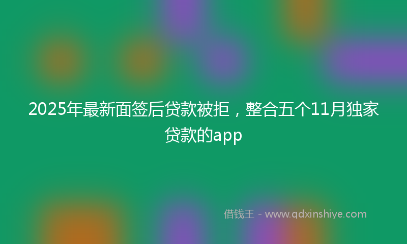 2025年最新面签后贷款被拒，整合五个11月独家贷款的app