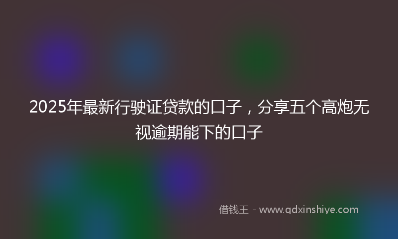 2025年最新行驶证贷款的口子，分享五个高炮无视逾期能下的口子